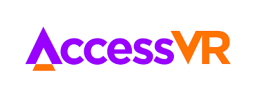 Access VR - access in purple letters VR in orange letters on white background
