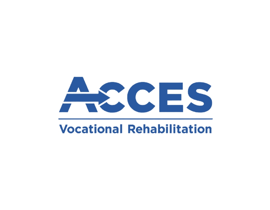 Access Vocational Rehabilitation logo blue letters white background