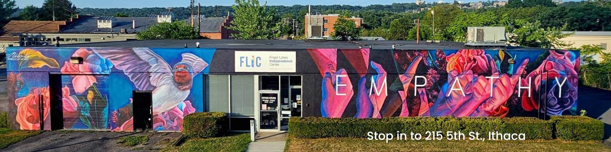 Entrance to FLIC building with colorful mural